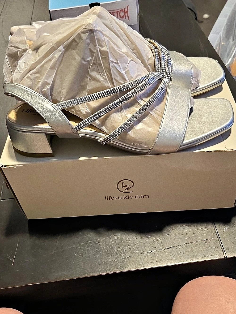 LifeStride Captivate Strappy Block Heel Dress Sandal Silver NIB